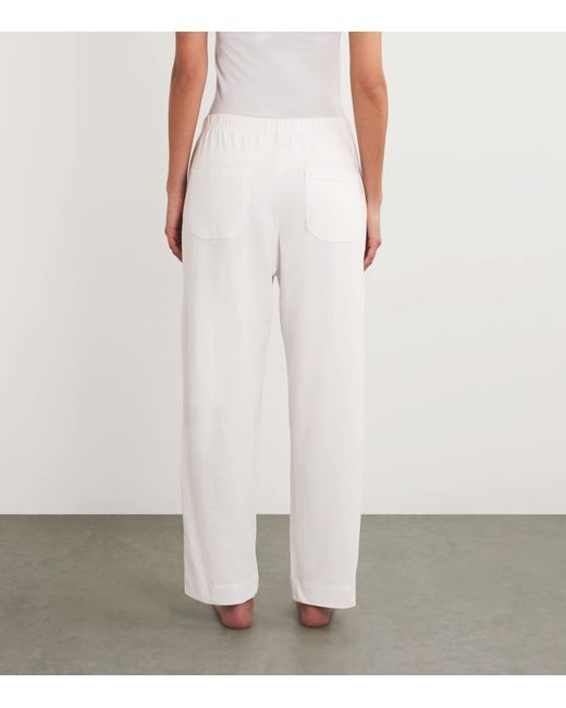 Leset White Cotton Straight Trousers