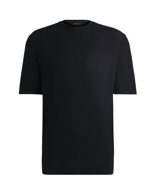 Boss Black Silk Knitted T-Shirt for men