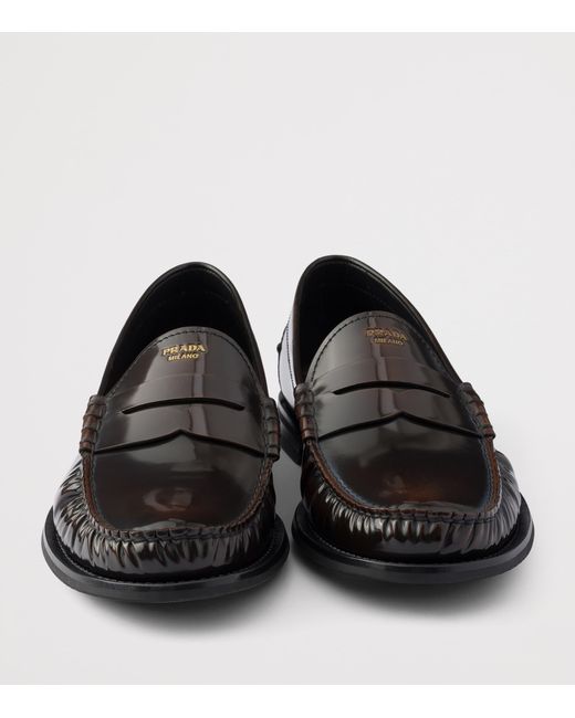 Prada Black Brushed Leather Loafers for men