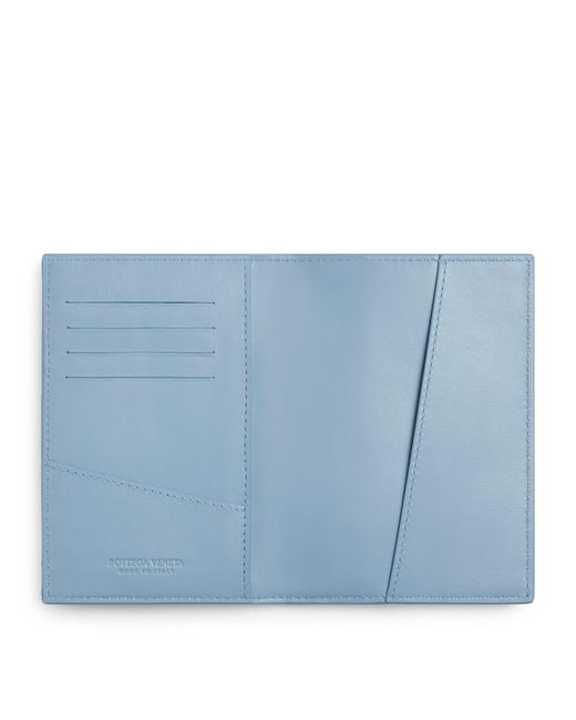 Bottega Veneta Blue Leather Cassette Passport Holder