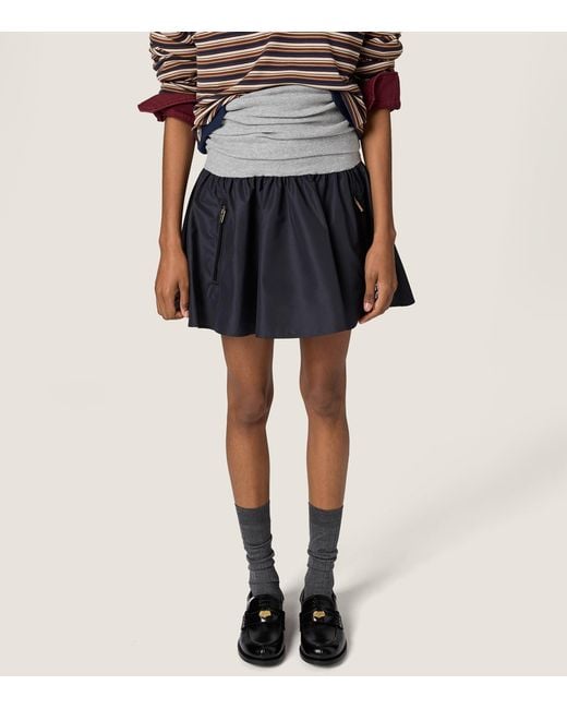 Miu Miu Blue Technical Layered Mini Skirt