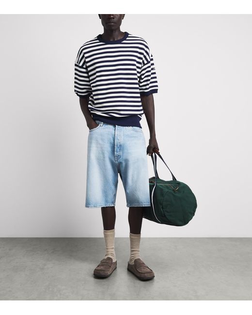 Polo Ralph Lauren Blue Fleece Stripe Short-Sleeve Sweater for men