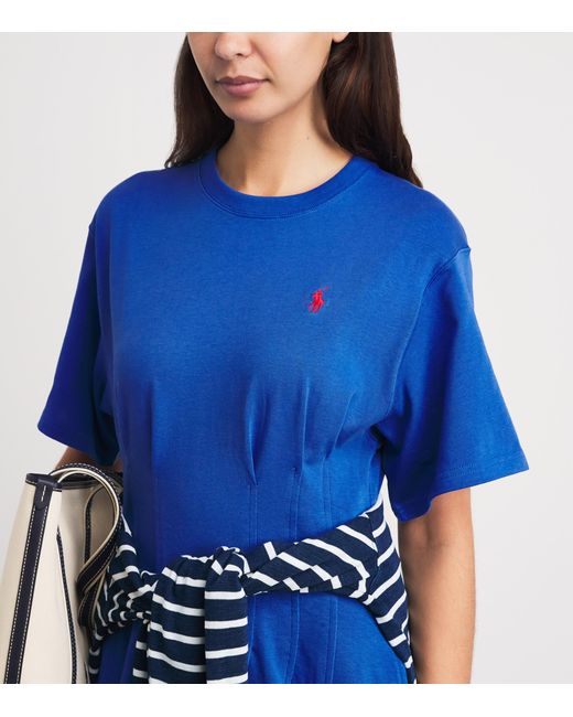 Polo Ralph Lauren Blue Cotton Shaped Mini T-Shirt Dress
