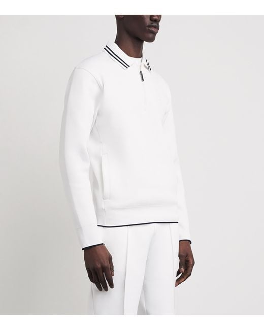 Lacoste White Tennis Heritage Polo Collar Quarter-Zip Sweatshirt for men
