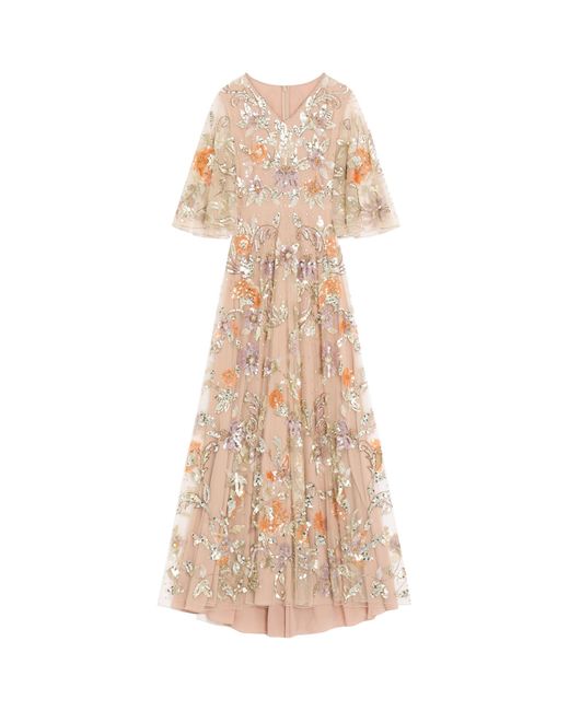 Valentino Natural Tulle Embellished Sequin Gown