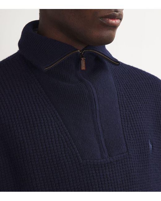 Polo Ralph Lauren Blue Wool-cotton Quarter-zip Sweater for men