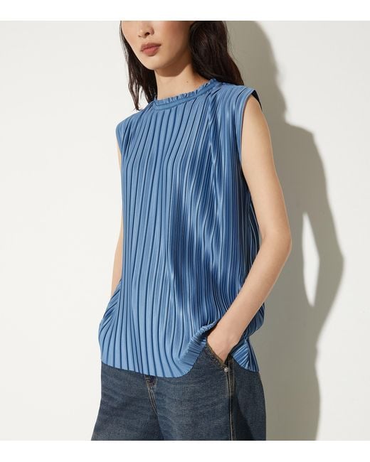 MAX&Co. Blue Pleated Tank Top