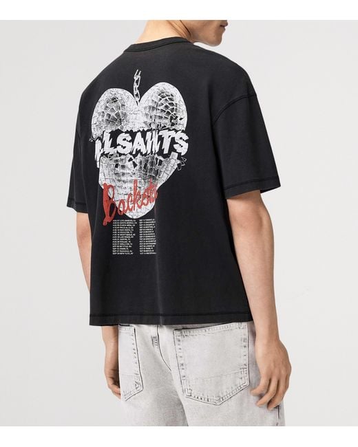 AllSaints Black Organic Cotton Reflect T-Shirt for men