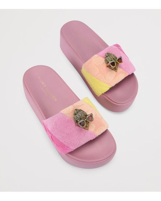 Kurt Geiger Pink Meena Eagle Platform Slides