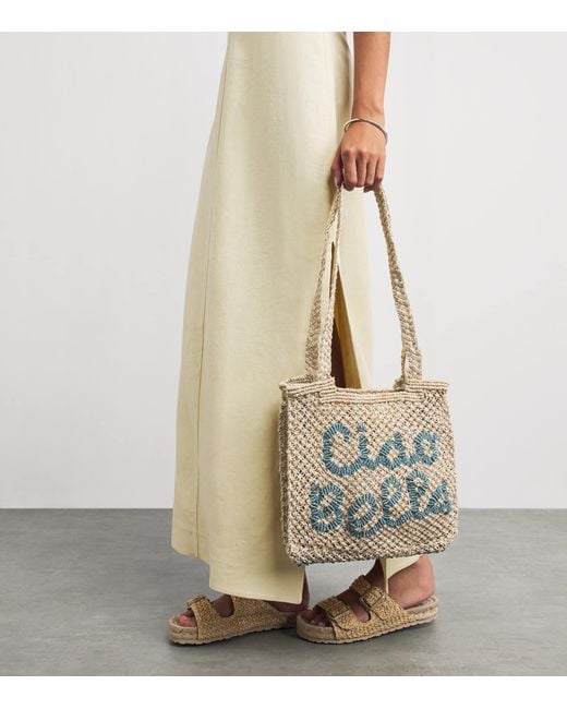 The Jacksons Blue Jute Ciao Bella Tote Bag