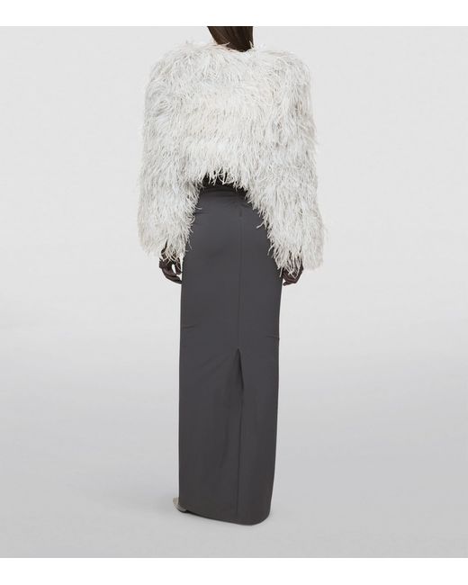 Dolce & Gabbana White Kim Dolce&Gabbana Ostrich Feather Bolero Jacket