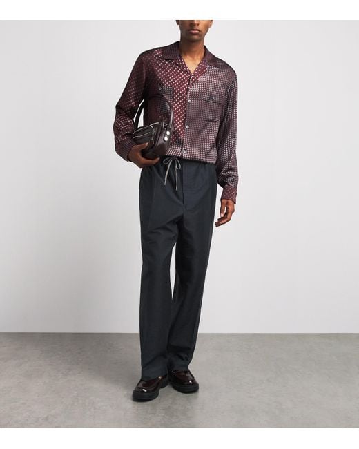 Maison Margiela Black Satin Drawstring Trousers for men