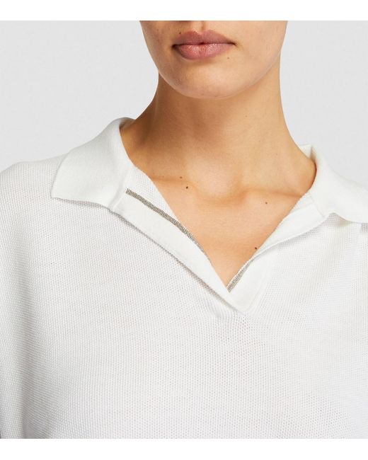 Fabiana Filippi Cropped Polo Shirt in White | Lyst UK