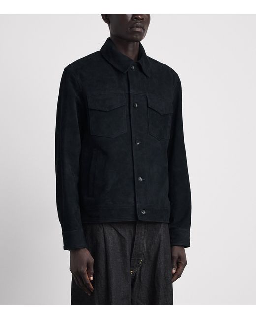 Rag & Bone Black Suede Trucker Jacket for men