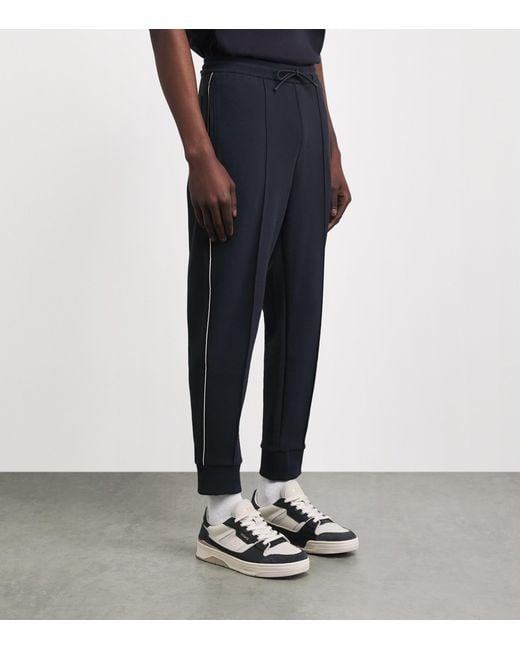 Boss Blue Cotton-Blend Pintuck Sweatpants for men