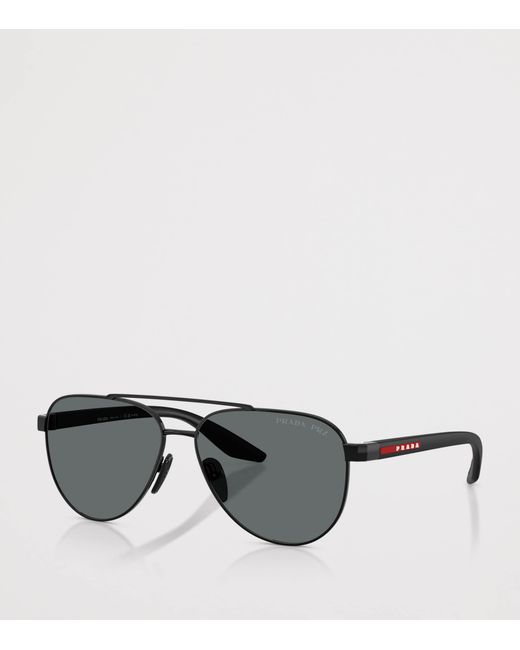 Prada Linea Rossa Gray Metal A52S Aviator Sunglasses for men