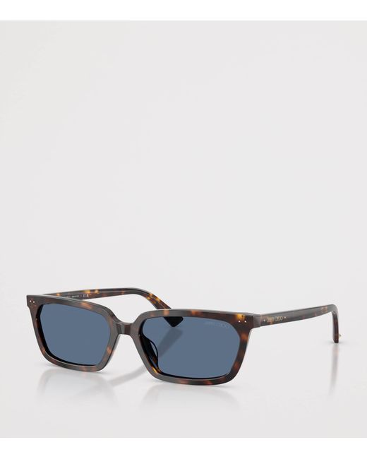 Jimmy Choo Blue Tortoiseshell Rectangular Sunglasses