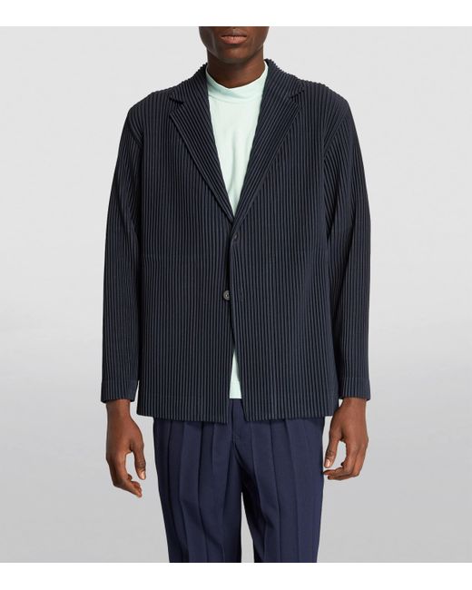 Homme Plissé Issey Miyake Blue Pleated Basics Blazer for men