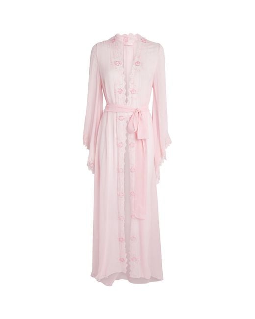 Rosamosario Pink Silk Georgette Embellished Robe