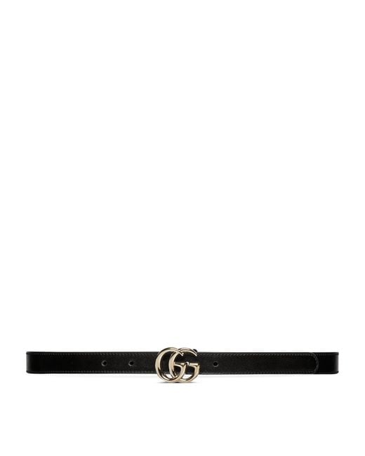 Gucci White Leather Gg Marmont Thin Belt