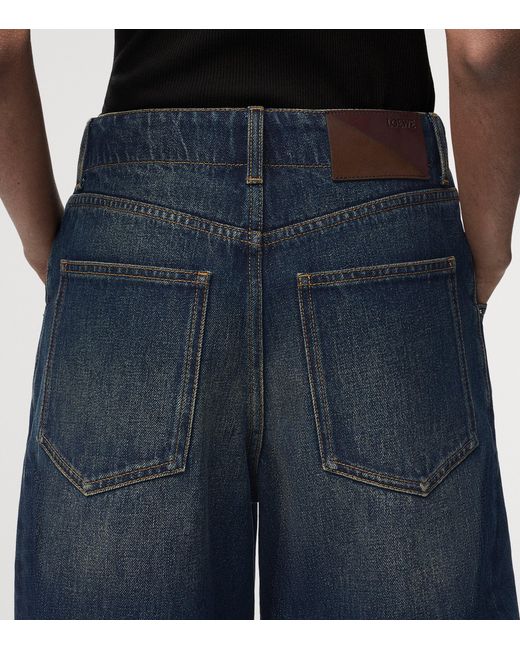 Loewe Blue Mid-Rise Barrel-Leg Jeans
