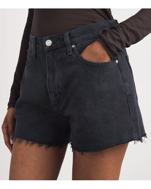 PAIGE Blue Raw-Hem Archie Denim Shorts