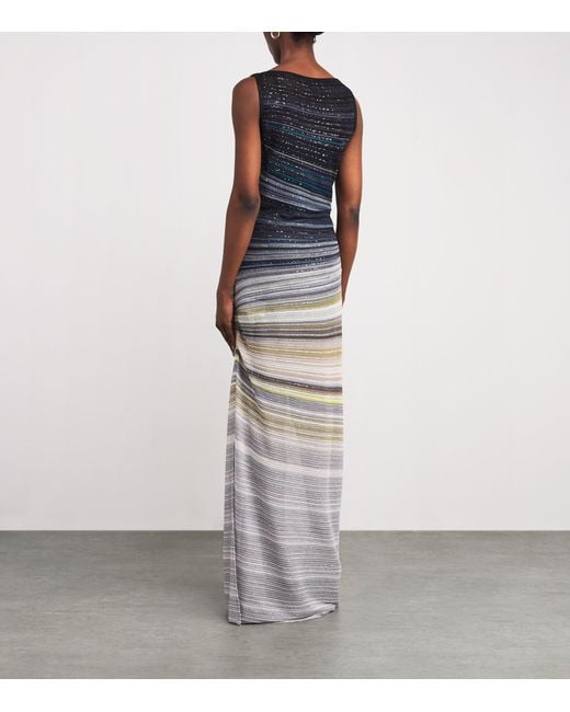 Missoni Multicolor Lamé Embellished Stripe Maxi Dress