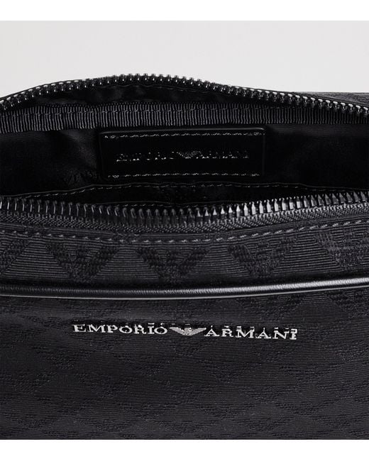 Emporio Armani Black Jacquard Logo Wash Bag for men