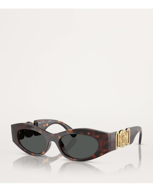 Versace Gray Acetate Oval Sunglasses
