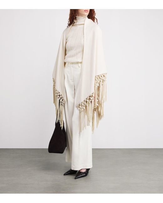 Colombo White Kid Cashmere Wide-Leg Tailored Trousers