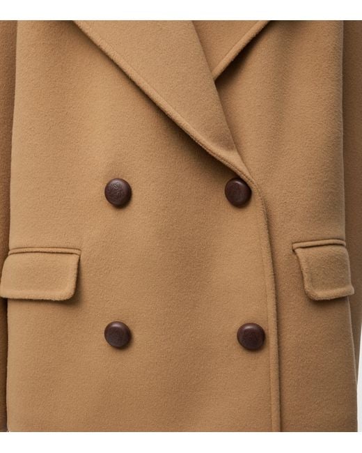 Loewe Brown Wool Double-Breasted Short Coat