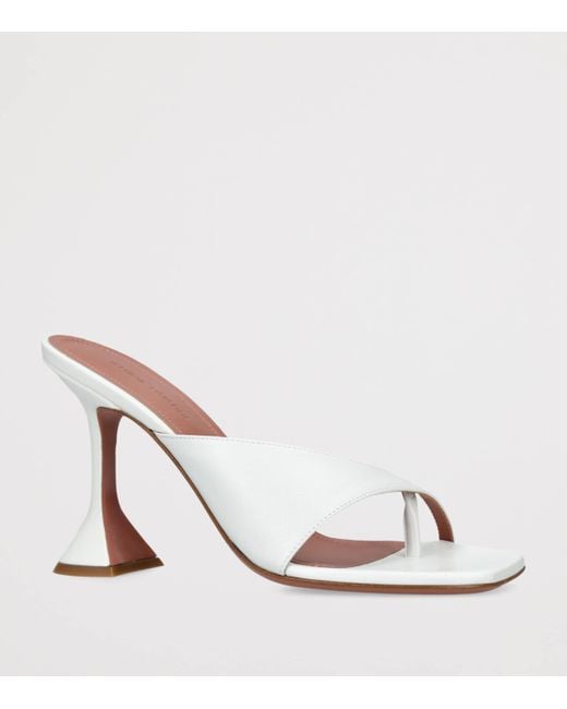AMINA MUADDI White Leather Shiona Heeled Mules 95