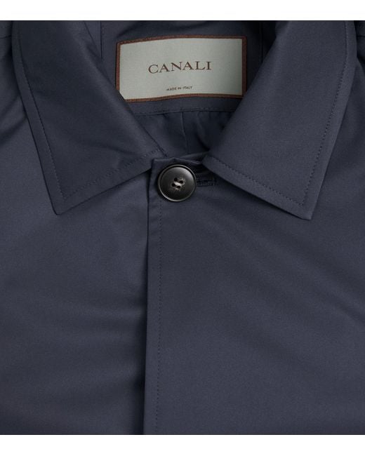 Canali Blue Water-Resistant Overcoat for men