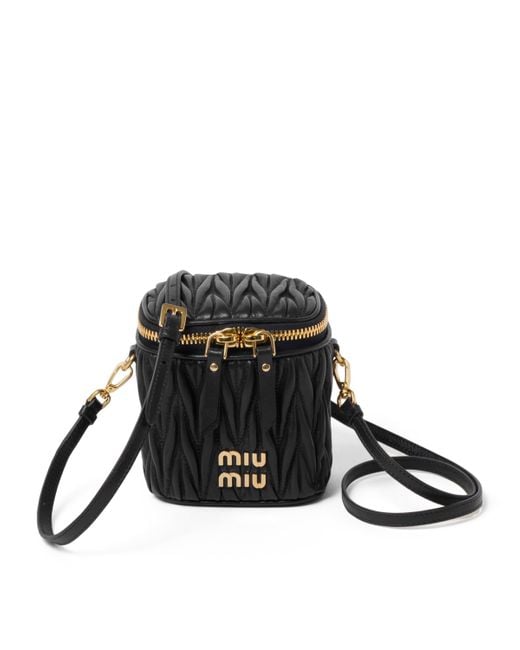 Miu Miu Black Micro Leather Matelassé Cross-Body Bag