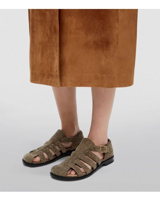 Loewe Green Brushed Suede Campo Sandals