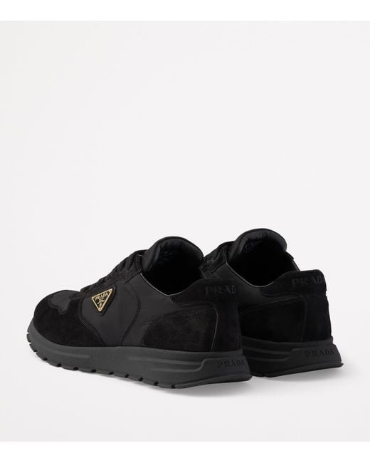 Prada Black Re-Nylon And Suede Prax 2.0 Low-Top Sneakers
