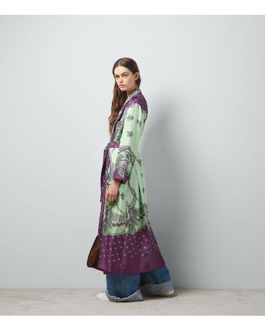 Gucci Purple Silk Printed Robe