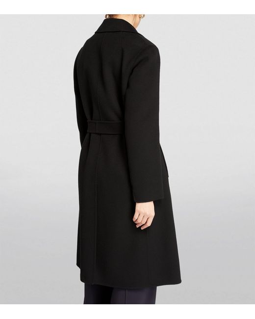 Max Mara Black Virgin Wool Belted Coat