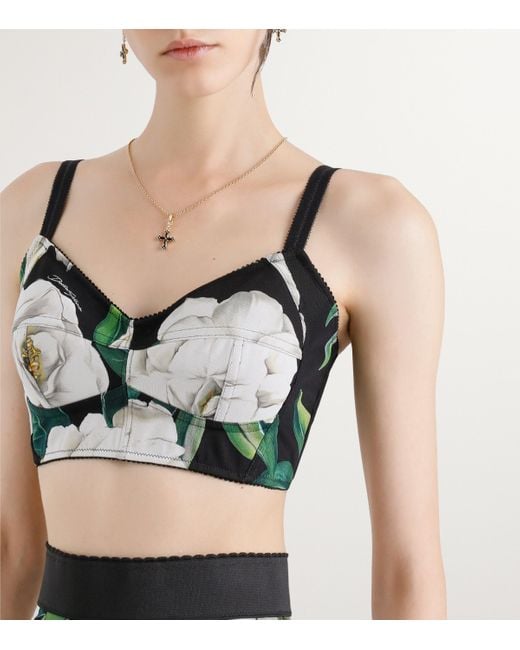 Dolce & Gabbana Green Floral Bralette Top