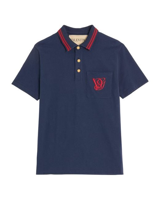 Valentino Garavani Blue Monogram Polo Shirt for men