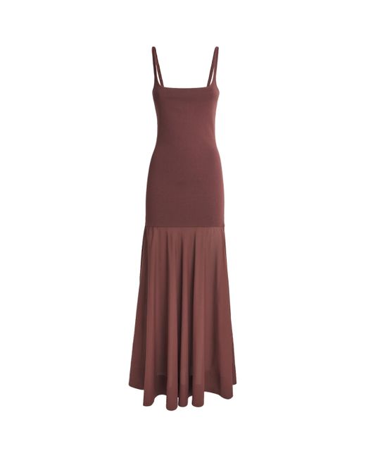 St. Agni Purple Sheer-Hem Maxi Dress