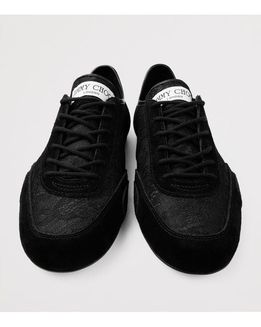 Jimmy Choo Black Sunny Lace Low-Top Sneakers