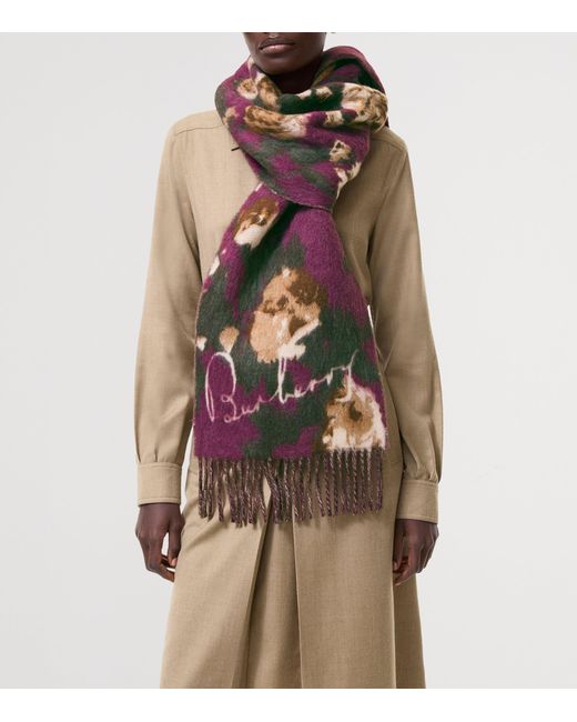 Burberry Purple Wool-Alpaca-Blend Rose Scarf