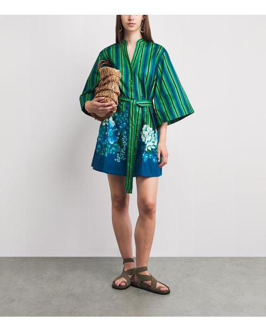 ALÉMAIS Green Organic Cotton Margo Mini Shirt Dress