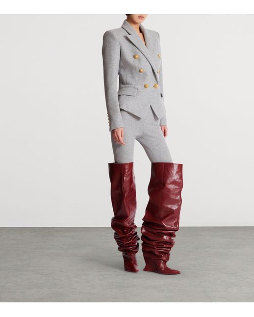 Balmain Gray Cotton Knit 6-Buttons Jacket