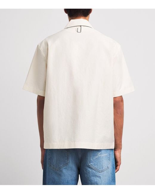 Jacquemus White Cotton Pyjama Short-Sleeve Shirt for men