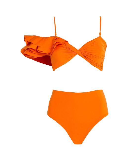 Maygel Coronel Orange Ruffle-trim Cris Bikini