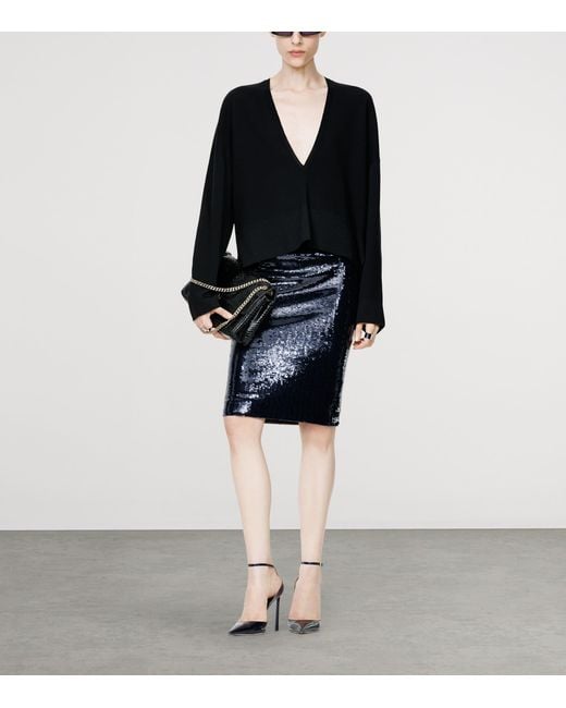 Tom Ford Blue Sequin Pencil Skirt