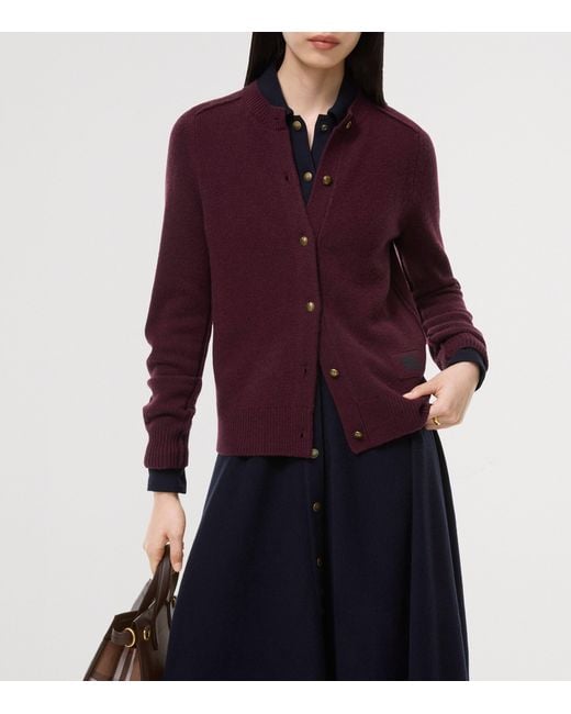 Burberry Purple Cashmere Crew-Neck Cardigan