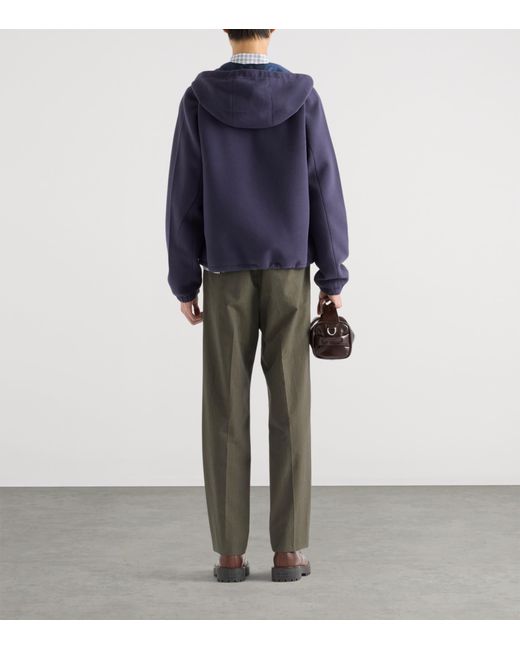 Prada Blue Zipped Hooded Jacket for men